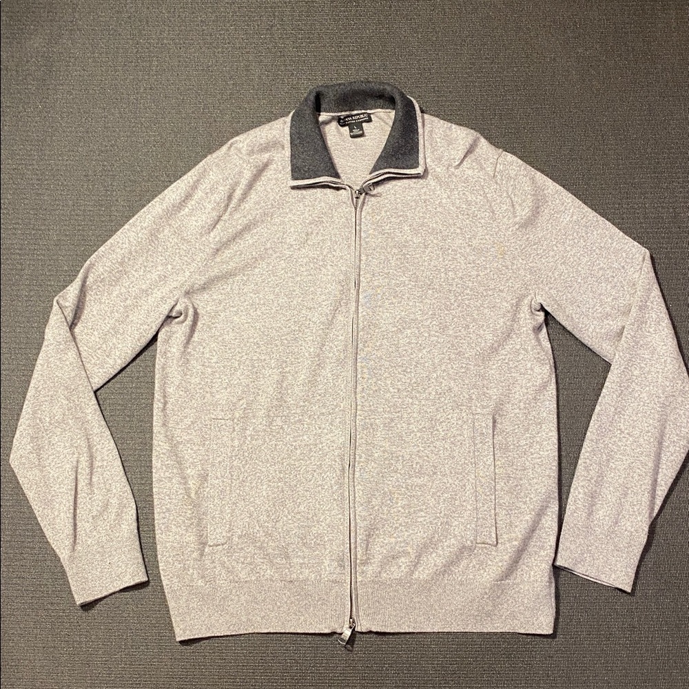 Banana Republic Pina Cotton Cashmere Full Zip Cardigan Size‎ Large Gray